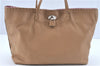 Authentic FENDI Selleria Shoulder Tote Bag Leather Beige J2126