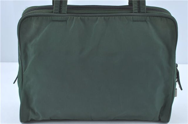 Authentic PRADA Nylon Tessuto Leather Shoulder Tote Bag Green J2131