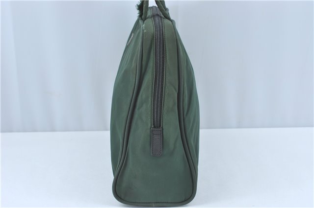 Authentic PRADA Nylon Tessuto Leather Shoulder Tote Bag Green J2131
