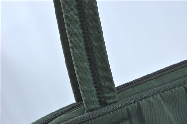 Authentic PRADA Nylon Tessuto Leather Shoulder Tote Bag Green J2131