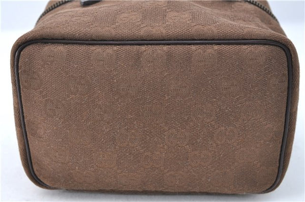 Authentic GUCCI Vanity Hand Bag Purse Canvas Leather 106646 Brown J2133