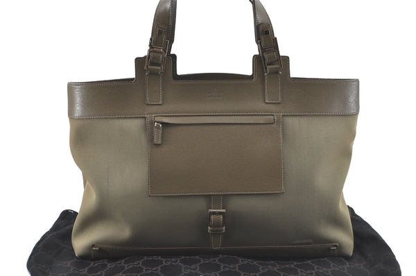 Authentic GUCCI Tote Hand Bag Nylon Leather 0021105 Beige J2134