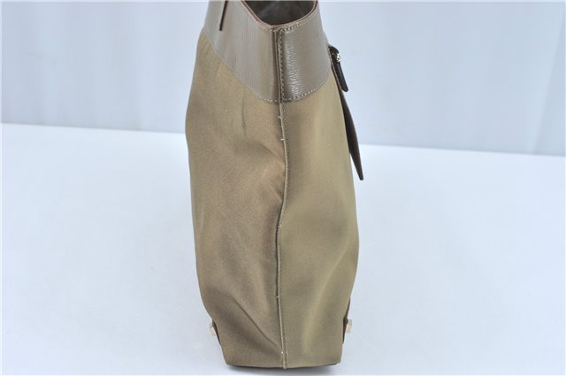 Authentic GUCCI Tote Hand Bag Nylon Leather 0021105 Beige J2134