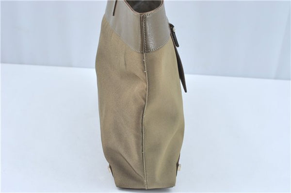 Authentic GUCCI Tote Hand Bag Nylon Leather 0021105 Beige J2134