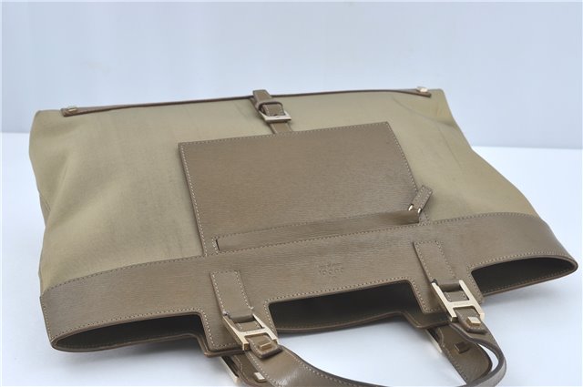 Authentic GUCCI Tote Hand Bag Nylon Leather 0021105 Beige J2134