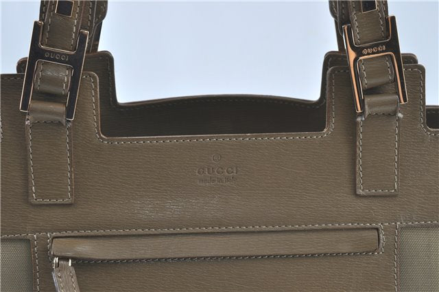 Authentic GUCCI Tote Hand Bag Nylon Leather 0021105 Beige J2134