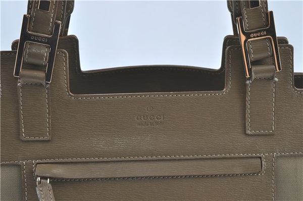 Authentic GUCCI Tote Hand Bag Nylon Leather 0021105 Beige J2134