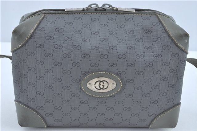 Authentic GUCCI Micro GG PVC Leather Shoulder Cross Body Bag Purse Gray J2135