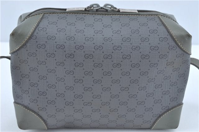 Authentic GUCCI Micro GG PVC Leather Shoulder Cross Body Bag Purse Gray J2135