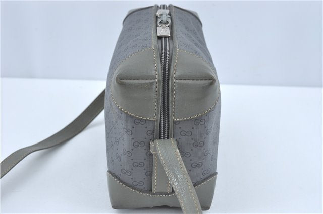 Authentic GUCCI Micro GG PVC Leather Shoulder Cross Body Bag Purse Gray J2135