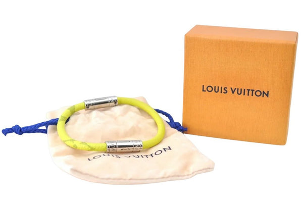 Authentic Louis Vuitton Taiga Rama Split Leather Bracelet M6490E Yellow LV J2136