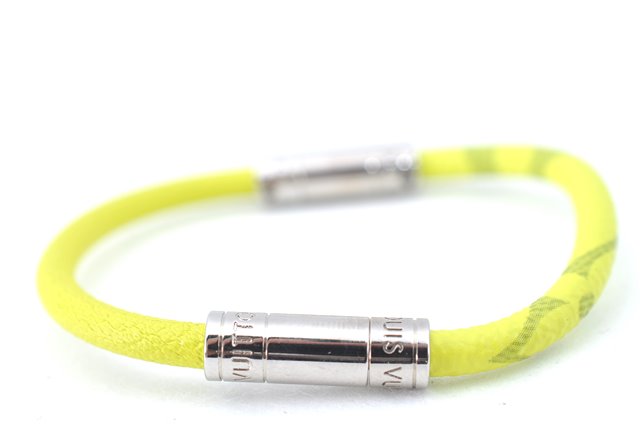 Authentic Louis Vuitton Taiga Rama Split Leather Bracelet M6490E Yellow LV J2136