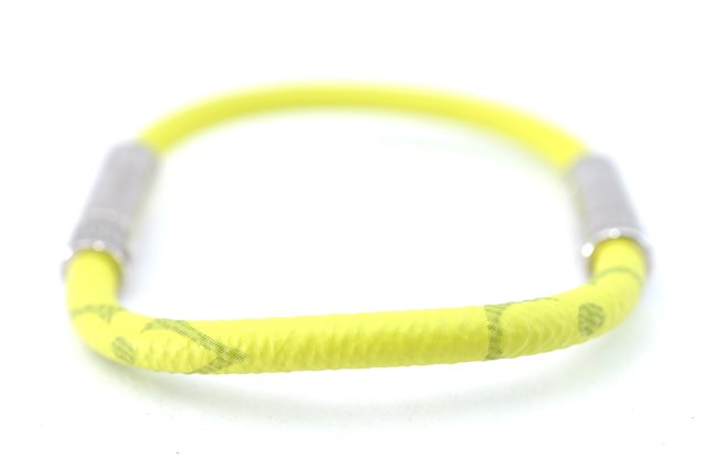 Authentic Louis Vuitton Taiga Rama Split Leather Bracelet M6490E Yellow LV J2136