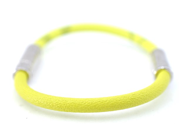 Authentic Louis Vuitton Taiga Rama Split Leather Bracelet M6490E Yellow LV J2136