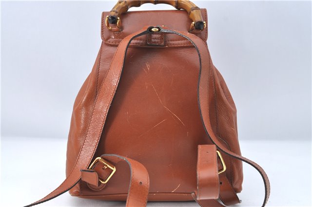 Authentic GUCCI Bamboo Backpack Leather Brown J2137