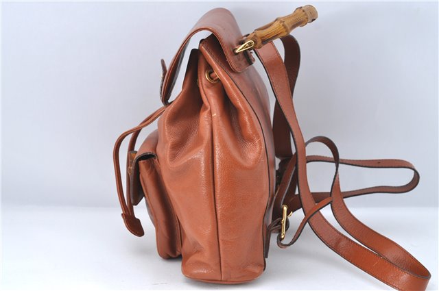 Authentic GUCCI Bamboo Backpack Leather Brown J2137