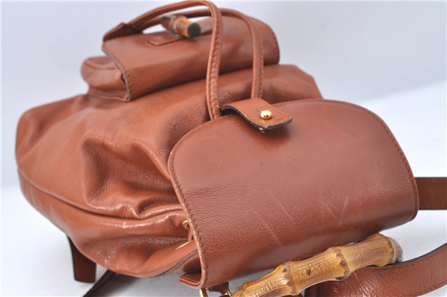 Authentic GUCCI Bamboo Backpack Leather Brown J2137