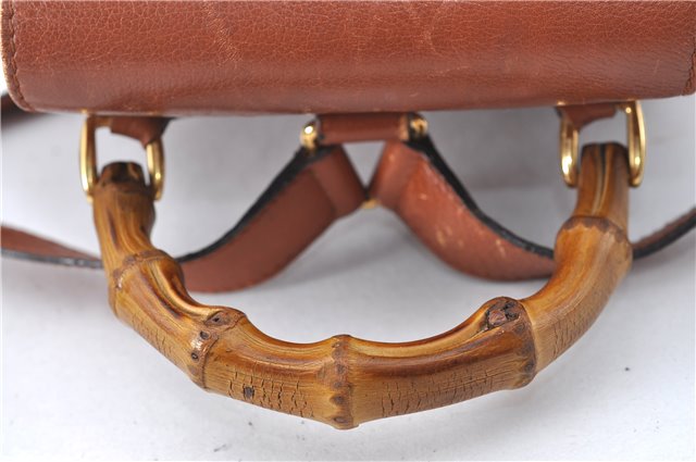 Authentic GUCCI Bamboo Backpack Leather Brown J2137