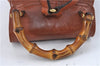 Authentic GUCCI Bamboo Backpack Leather Brown J2137