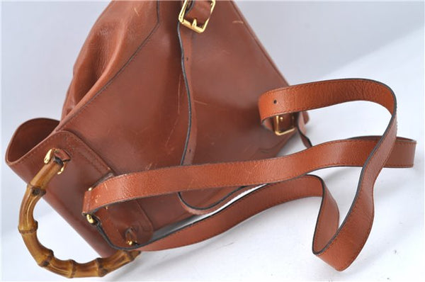 Authentic GUCCI Bamboo Backpack Leather Brown J2137