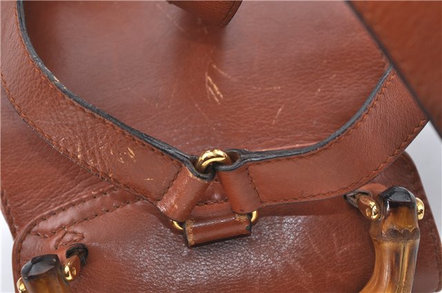 Authentic GUCCI Bamboo Backpack Leather Brown J2137