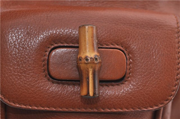 Authentic GUCCI Bamboo Backpack Leather Brown J2137