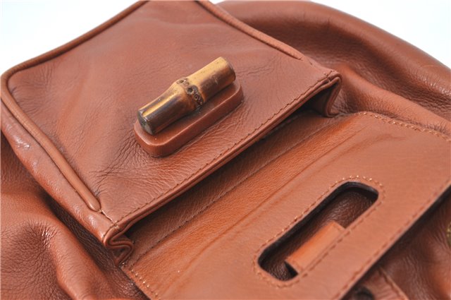 Authentic GUCCI Bamboo Backpack Leather Brown J2137