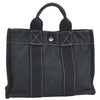 Authentic HERMES Deauville PM Hand Tote Bag Purse Cotton Black J2139