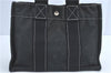 Authentic HERMES Deauville PM Hand Tote Bag Purse Cotton Black J2139