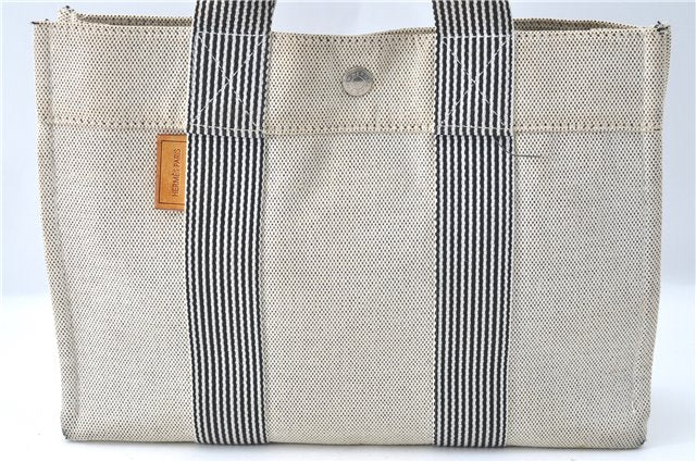 Authentic HERMES New Fourre Tout PM Hand Tote Bag Purse Canvas Ivory J2140