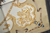 Authentic HERMES Carre 90 Scarf "THE ROYAL MEWS" Silk Beige J2143