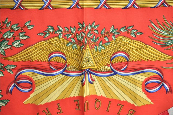 Authentic HERMES Carre 90 Scarf "LIBERTE EGALITE FRATERNITE" Silk Black J2144