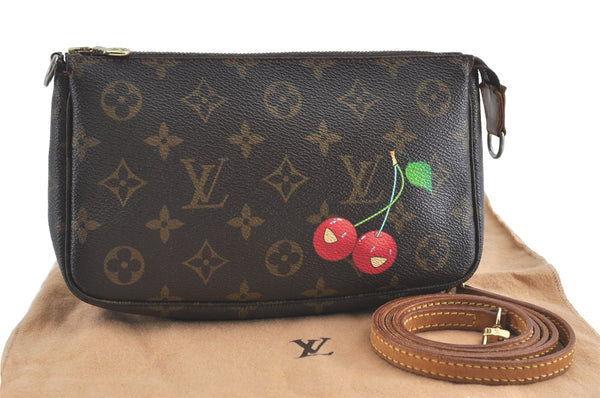 Authentic Louis Vuitton Monogram Cherry Pochette Accessoires Shoulder Bag J2145