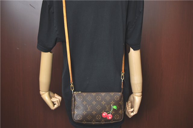 Authentic Louis Vuitton Monogram Cherry Pochette Accessoires Shoulder Bag J2145