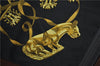 Authentic HERMES Carre 90 Scarf "LES CAVALIERS D’OR" Silk Black J2149