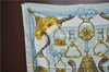 Authentic HERMES Carre 90 Scarf "Etriers" Silk Light Blue J2150