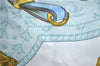 Authentic HERMES Carre 90 Scarf "Etriers" Silk Light Blue J2150