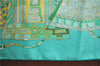 Authentic HERMES Carre 90 Scarf "Voyage en Etoffes" Silk Light Green J2151