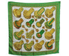 Authentic HERMES Carre 90 Scarf Ring Motif Silk Green Gold White J2157