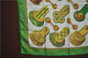 Authentic HERMES Carre 90 Scarf Ring Motif Silk Green Gold White J2157