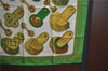 Authentic HERMES Carre 90 Scarf Ring Motif Silk Green Gold White J2157