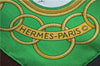 Authentic HERMES Carre 90 Scarf Ring Motif Silk Green Gold White J2157