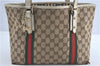 Auth GUCCI Jolie Web Sherry Line Tote Bag GG Canvas Leather 137396 Brown J2160