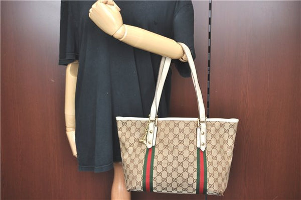 Auth GUCCI Jolie Web Sherry Line Tote Bag GG Canvas Leather 137396 Brown J2160