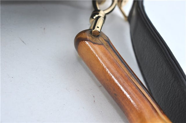 Authentic GUCCI Bamboo 2Way Shoulder Hand Bag Leather Black Junk J2177