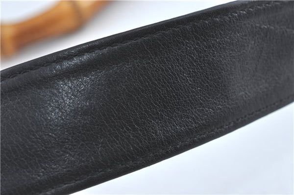 Authentic GUCCI Bamboo 2Way Shoulder Hand Bag Leather Black Junk J2177