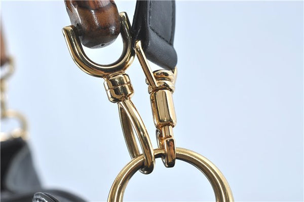 Authentic GUCCI Bamboo 2Way Shoulder Hand Bag Leather Black Junk J2177