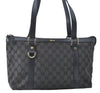 Auth GUCCI Abbey Shoulder Tote Bag Purse GG Canvas Leather 141470 Black J2185