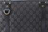 Auth GUCCI Abbey Shoulder Tote Bag Purse GG Canvas Leather 141470 Black J2185