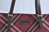 Authentic BURBERRY BLUE LABEL Check Hand Tote Bag Purse Canvas Leather Red J2187